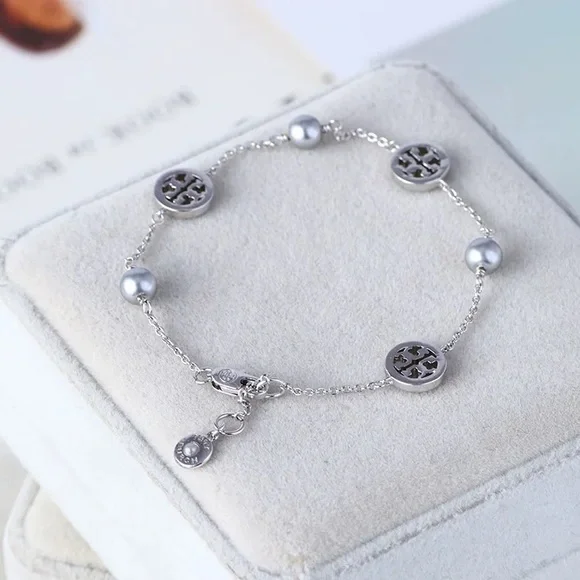 Tory Burch Silver Gemstones Circle Bracelet - Picture 5 of 8